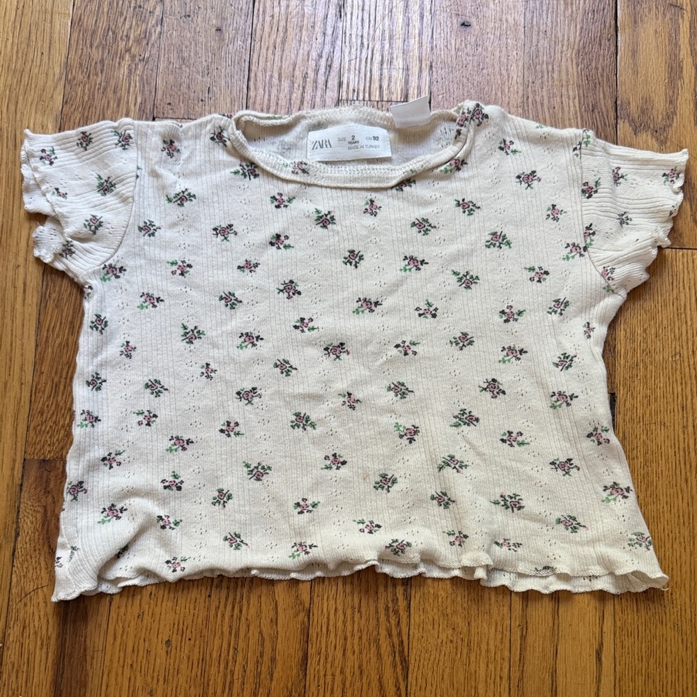 Zara Kids Cream Floral Tee